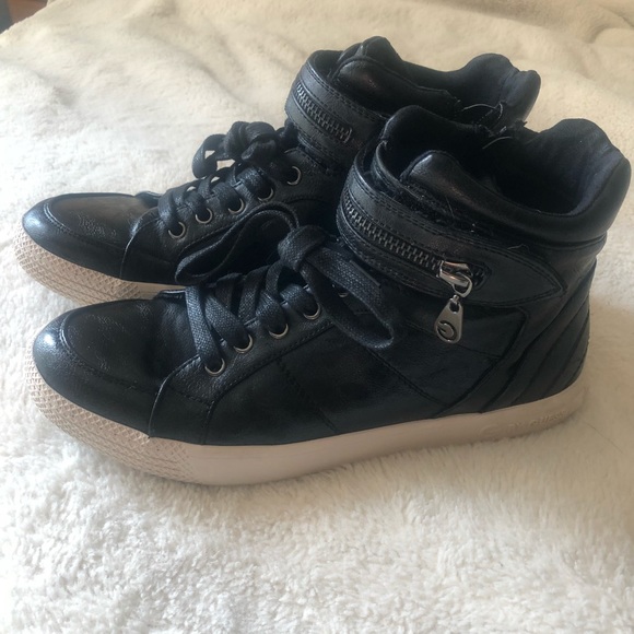 G by Guess black leather high tops size 8M nice - Picture 1 of 8